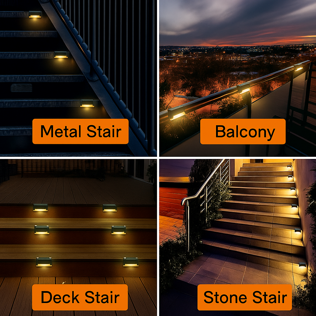 Trenditor™ Outdoor Stair & Deck Lights – Automatic Waterproof LED for Pathway, Garden & Fence