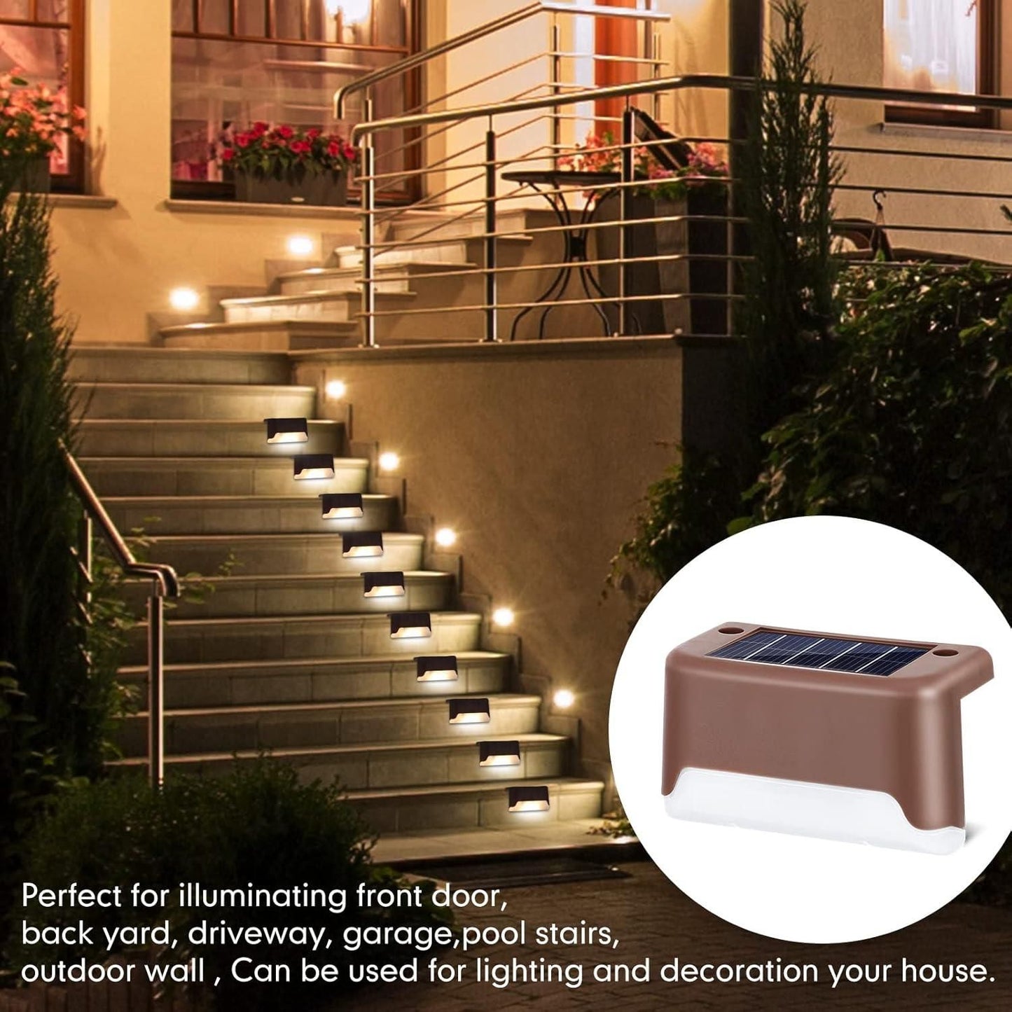 Trenditor™ Outdoor Stair & Deck Lights – Automatic Waterproof LED for Pathway, Garden & Fence